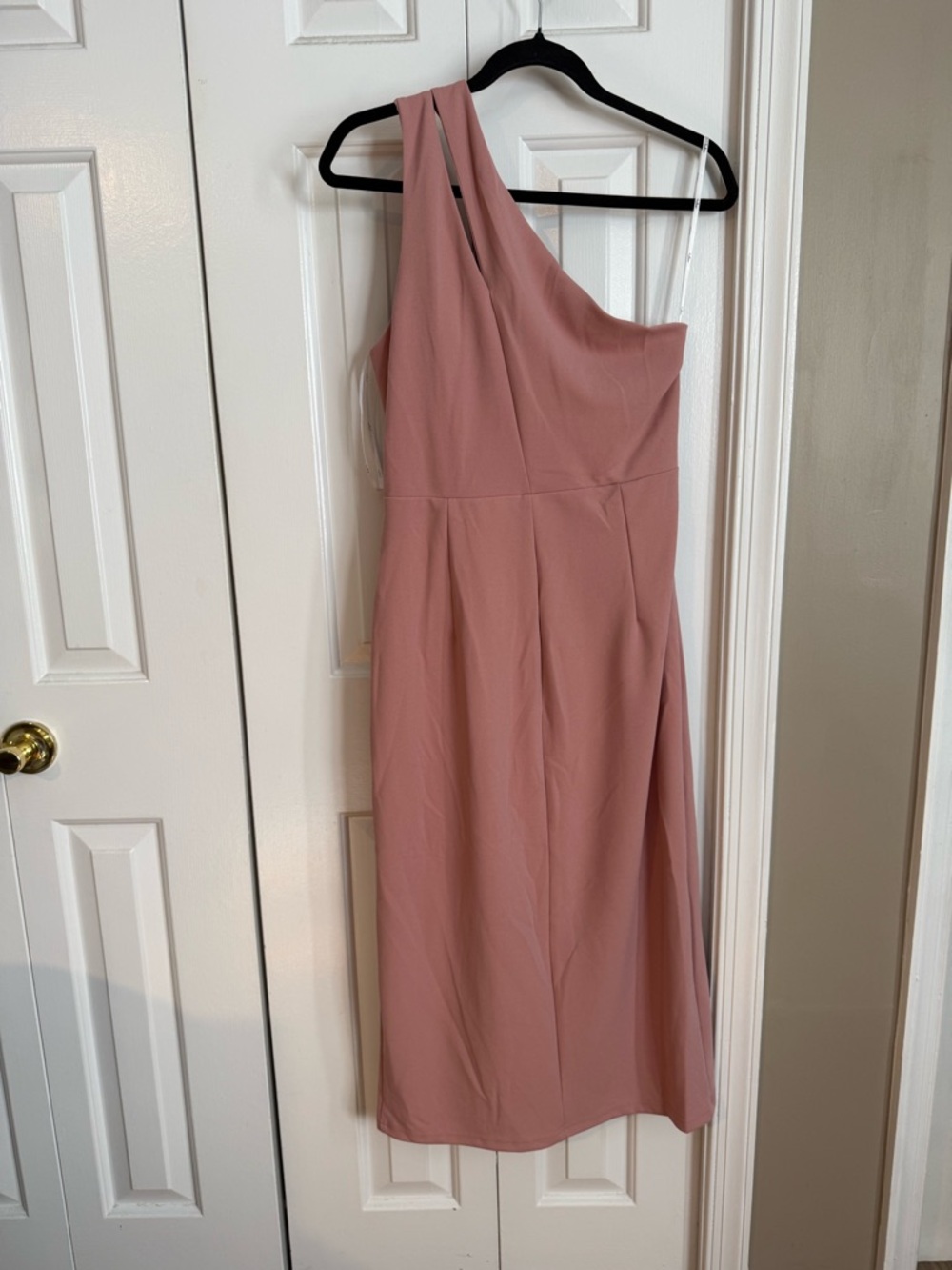 Lulu's Dusty Rose One-Shoulder Midi Dress - Picture 4 of 5